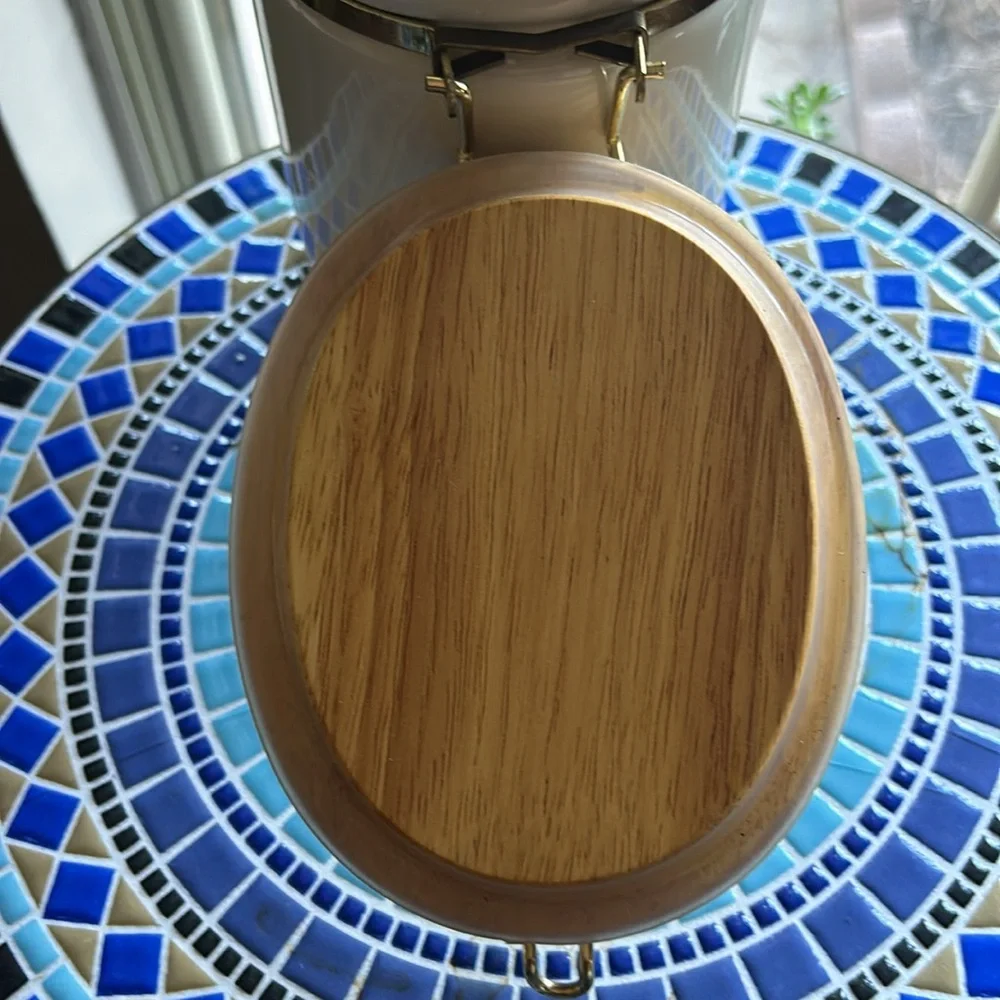 VINTAGE CANISTER LOCKING LID RAISED FRUIT DESIGN